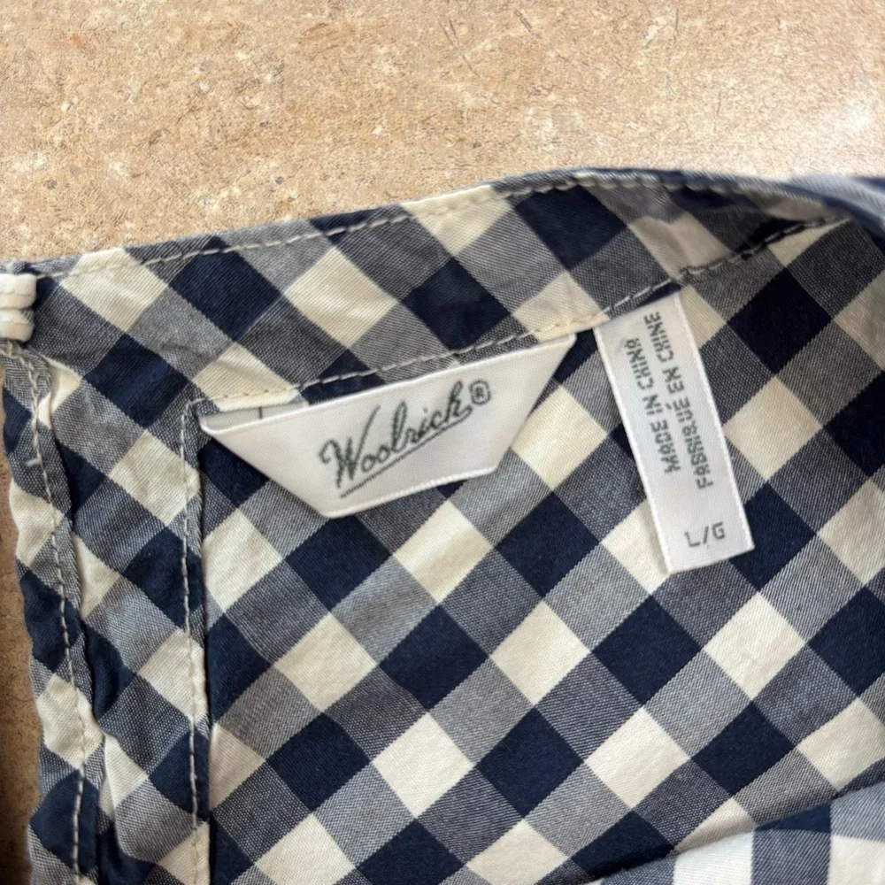 Woolrich Navy/White Gingham Top Size L
